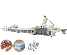 Plastic profile extrusion line